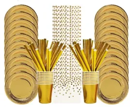 zestaw-kubki-talerzyki-urodzinowe-slomki-zloty-sylwester-papierowe-metalic