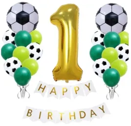 zestaw-balonow-roczek-1-urodziny-pilka-football-zielone-lateksowe-balony