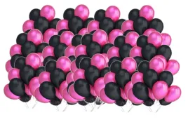 balony-rozowe-czarne-urodziny-panienski-roczek-100-szt-metaliczne-lateksowe