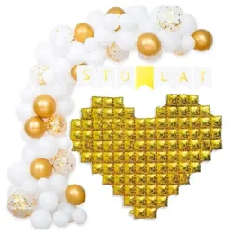 girlanda-balonowa-biala-zlota-tlo-urodziny-sto-lat-balony-urodzinowe-luk