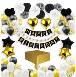 zestaw-balonow-urodzinowy-zlote-czarne-baner-obrus-urodziny-konfetti-balony