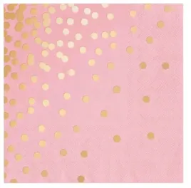 papierowe-serwetki-urodziny-rozowe-zlote-groszki-chrzest-roczek-baby-shower