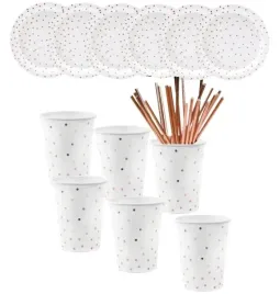 zestaw-urodziny-kubki-talerzyki-biale-rose-gold-kropeczki-papierowe