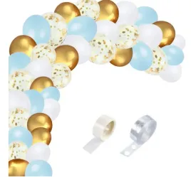 girlanda-balonowa-biale-zlote-niebieskie-balony-luk-chrzest-baby-shower