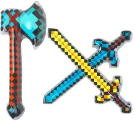 2-miecze-topor-dmuchane-minecraft-zolty-niebieski-prezent-zabawka-pixel