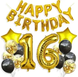 zlote-czarne-balony-16-urodziny-szesnaste-na-hel-zestaw-balonow-urodzinowe