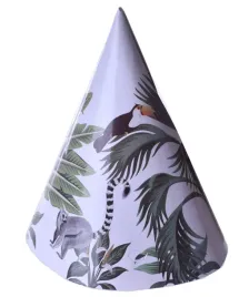 czapeczki-papierowe-tropikalne-liscie-zwierzatka