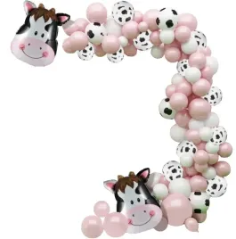 girlanda-lateksowe-balony-w-latki-krowa-rozowa-czarne-luk-urodziny-roczek