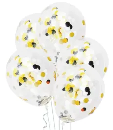 balony-duze-przezroczyste-czarne-zlote-konfetti