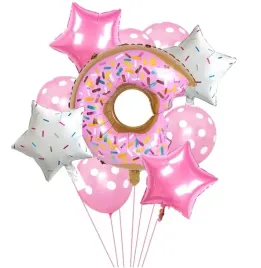 zestaw-balony-dekoracyjne-gwiazdy-donut-urodziny-ciasteczko-paczek-rozowe