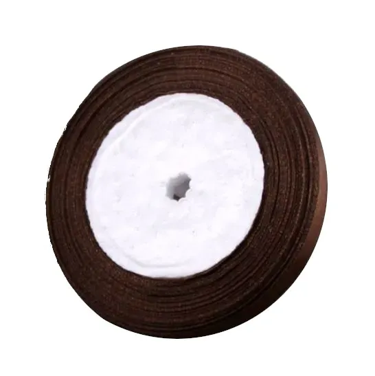 Wstążka tasiemka satynowa cienka brązowa 6mm x 22m