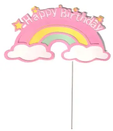 topper-toper-happy-birthday-tecza-rozowy-19-cm-urodziny-roczek-rozowe-girl