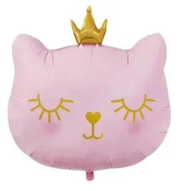 balon-foliowy-rozowy-kotek-korona-zlota-urodziny-roczek-przyjecie-na-hel