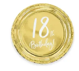 talerzyki-papierowe-zlote-6-szt-osiemnastka-18-cm-18-urodziny-nadruk-eko