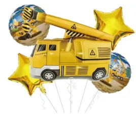 balony-pojazdy-budowlane-urodziny-dzwig-urodziny-zolte-zestaw-balonow