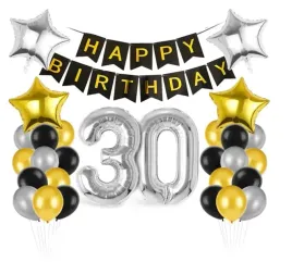 zestaw-balonow-zlote-czarne-trzydziestka-30-srebrne-gwiazda-balony-baner