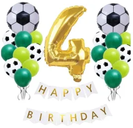 zestaw-balonow-czwarte-cyfra-4-urodziny-pilka-football-zielone-lateksowe