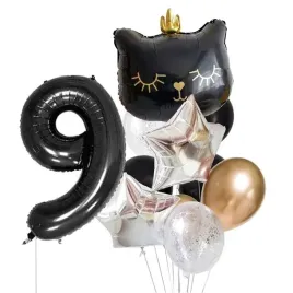zestaw-balonow-9-dziewiate-urodziny-kotek-czarny-balony-srebrne-konfetti