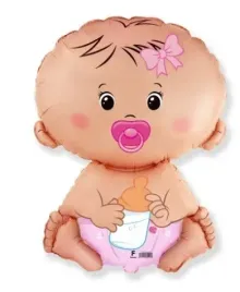 balon-foliowy-bobas-girl-33cm-baby-shower-roczek-dziewczynka-rozowy-chrzest
