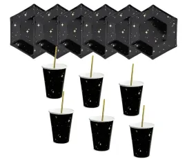 zestaw-urodziny-kubki-talerze-slomki-czarny-zloty-sylwester-gwiazdki-eko
