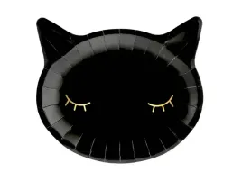 talerzyki-papierowe-czarne-roczek-kotek-urodziny-jednorazowe-przyjecie