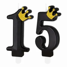 swieczka-urodzinowa-czarna-zlota-korona-liczba-15-pietnaste-urodziny-tort