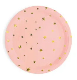 talerzyki-rozowe-papierowe-6-szt-18-cm-urodziny-swieta-gwiazdki-zlote-eko