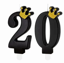 swieczka-urodzinowa-czarna-zlota-korona-liczba-20-urodziny-na-tort
