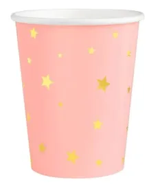 kubki-papierowe-urodziny-rozowe-gwiazdki-zlote-kubeczki-swieta-urodziny
