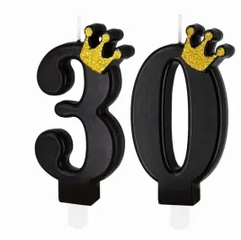 swieczka-urodzinowa-czarna-zlota-korona-30-urodziny-trzydziestka-na-tort