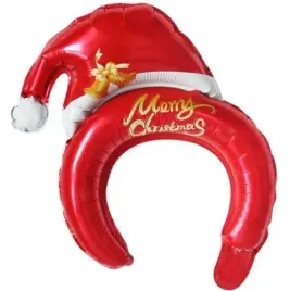 balon-foliowy-opaska-swiateczna-czerwona-na-glowe-czapka-mikolaja-32x33-cm