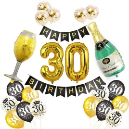 zestaw-balony-30-urodziny-trzydziestka-szampan-balonow-zlote-czarne-baner