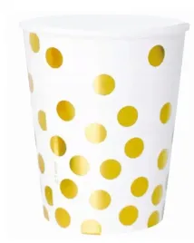 kubki-papierowe-270ml-6szt-biale-zlote-groszki