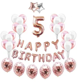 zestaw-balony-5-urodziny-impreza-rose-gold-rozowe-zloto-srebrne-balonow