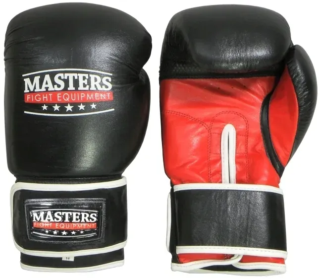 Rękawice bokserskie MASTERS Skóra bawola RBT-301 czarno-czerwone 8 oz