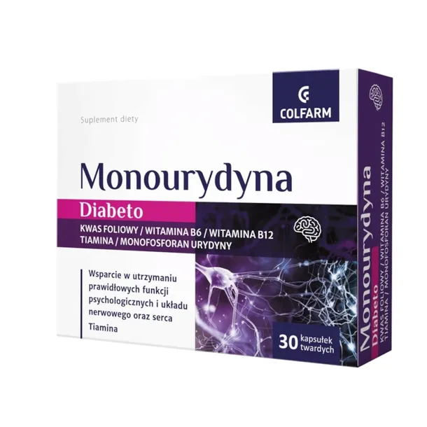 Colfarm Monourydyna Diabeto 30 kapsułek, Data przydatności: 31.05.2027 r.