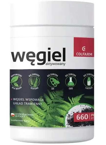 Colfarm Węgiel Aktywowany proszek 100g, Data przydatności: 30.04.2027 r.