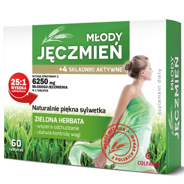 Colfarm Młody jęczmień tabletki 60 sztuk, Data przydatności: 31.03.2027 r.
