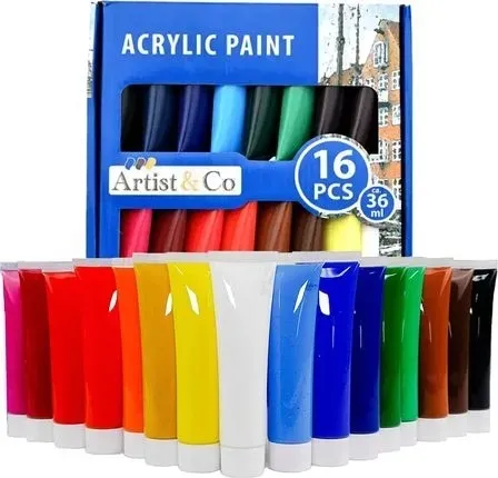 FARBY AKRYLOWE DUŻY ZESTAW FARB AKRYLOWYCH 16x36ml