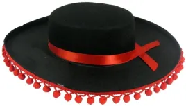 kapelusz-sombrero-meksykanin-czarny-czerwone-pompony-przebranie-karnawal