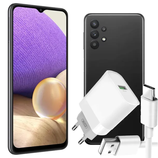 KLASYCZNY Smartfon Samsung Galaxy A32 (A326B/DS) CZARNY Ładowarka GRATIS