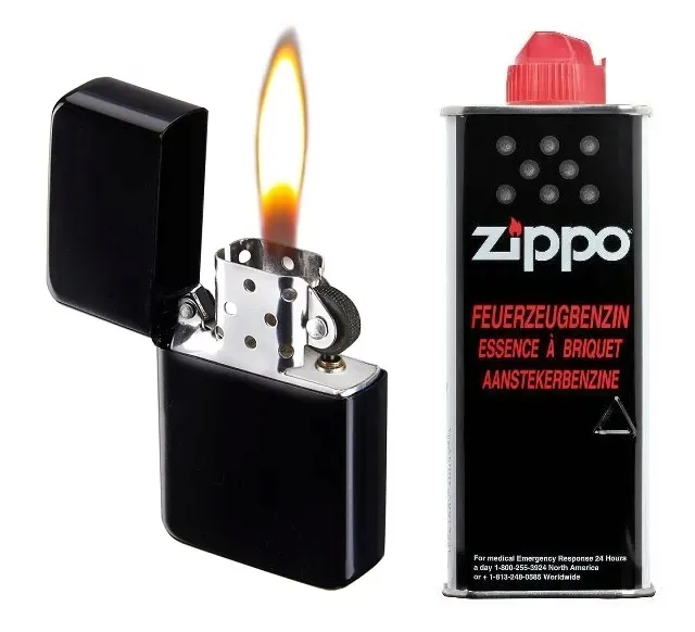 Zestaw Benzyna Zippo + Zapalniczka benzynowa Champ black czarna