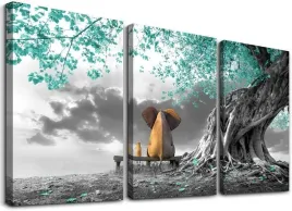 obraz-3-czesciowy-slonie-drzewo-krajobraz-40x90
