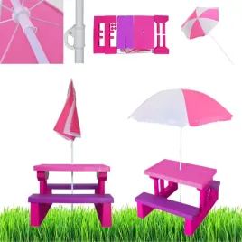meble-ogrodowe-rozowe-dla-dzieci-zewnetrzne-z-parasolem