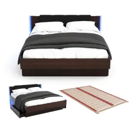 lozko-nowoczesne-z-szufladami-160x200-led-podwojne-ciemne-wenge-stelaz