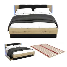 lozko-nowoczesne-z-szufladami-160x200-led-podwojne-dab-artisan-stelaz