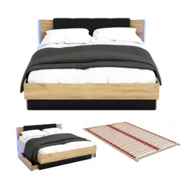 lozko-nowoczesne-z-szufladami-160x200-led-podwojne-dab-zloty-craft-stelaz