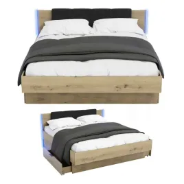 lozko-nowoczesne-z-szufladami-180x200-led-podwojne-dab-artisan-czarne