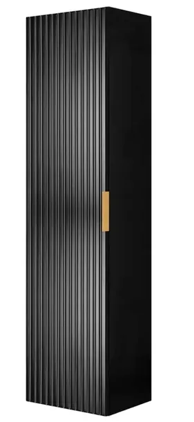 Szafka Łazienkowa Wisząca Słupek Czarny 136 Cm Modne RYFLOWANE fronty MDF