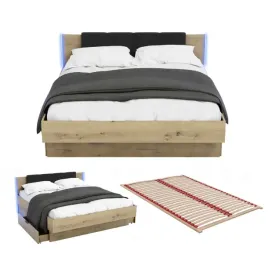 lozko-nowoczesne-z-szufladami-180x200-led-podwojne-dab-zloty-craft-stelaz